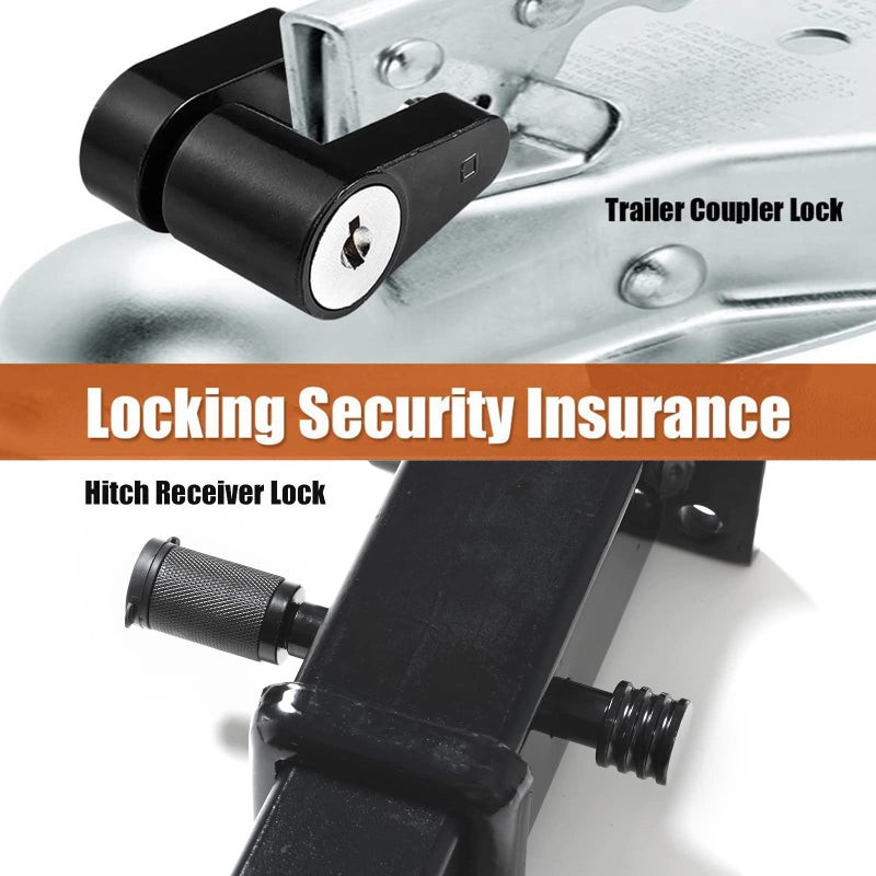 CZC AUTO Hitch Lock Set, Dia 5/8 Inch Trailer Hitch Lock Hitch Receiver Pin Lock for Class III IV 2" and 2-1/2" Receiver, Dia 1/4 Inch Hitch Coupler Lock with 3/4 Inch Span Fits Latch-Type Couplers - Image 3